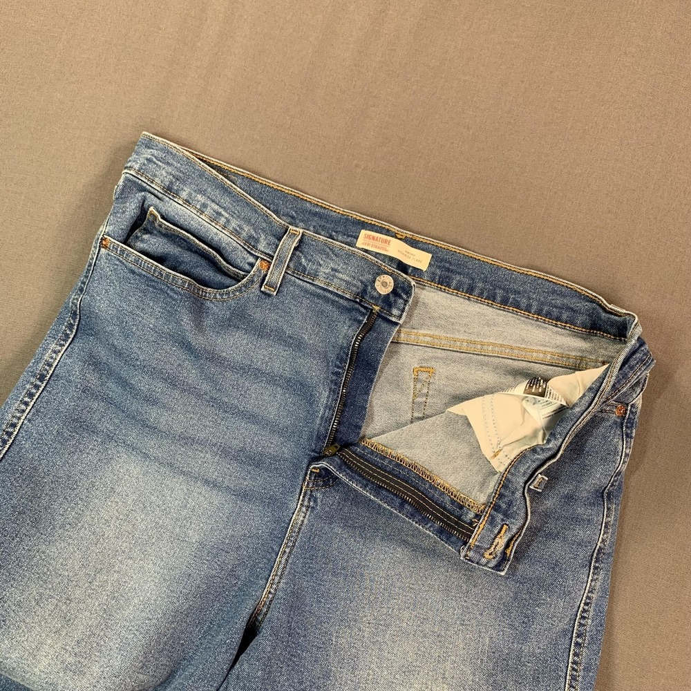 Levi Strauss Signature Jeans Women 18 (36x31) Blue High Rise Flare Stretch Denim